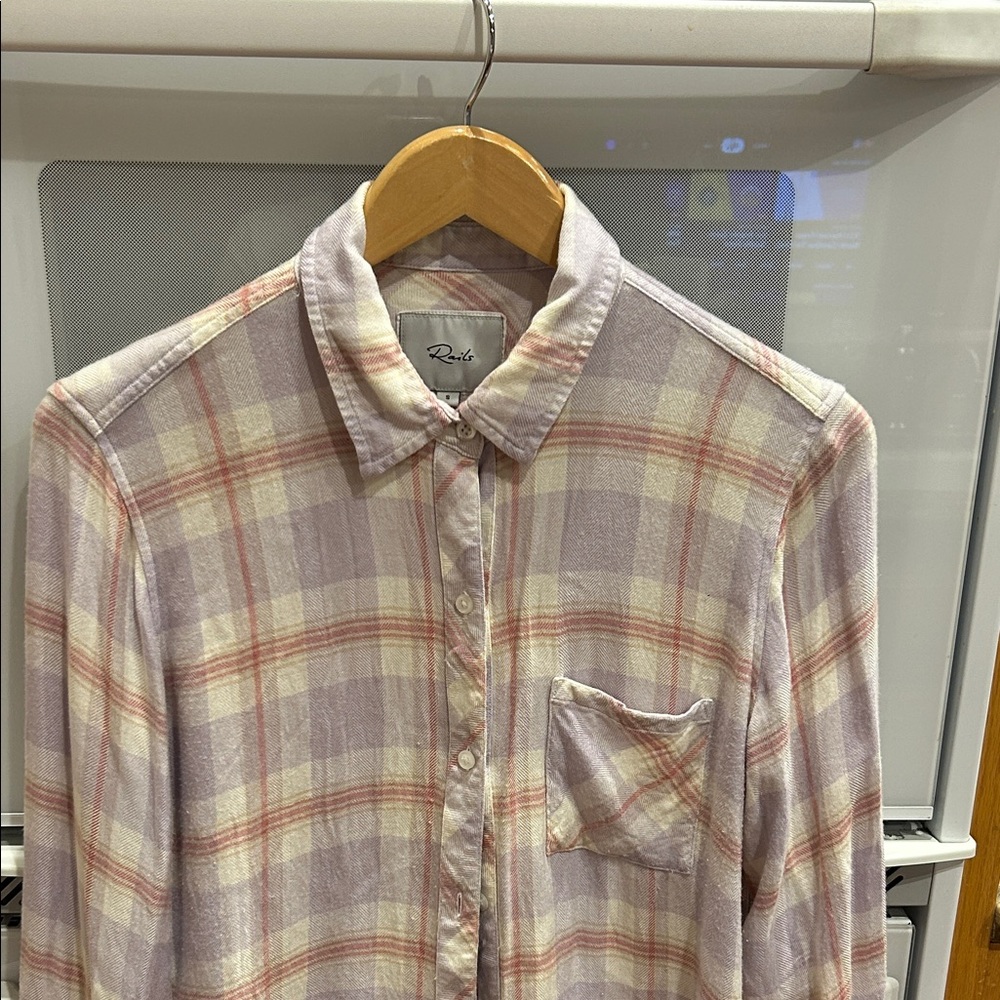 Rails Casual Plaid Shirt in Soft Pink and light purple